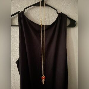 COACH SIGNATURE THREE KEY CHARM PENDANTS GOLDTONE 28” LONG NECKLACE CHAIN EUC